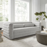 Relle Newsprint Channel Tufted Boucle Upholstered Sofa - Ornate Home