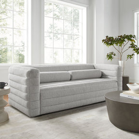 Relle Newsprint Channel Tufted Boucle Upholstered Sofa - Ornate Home