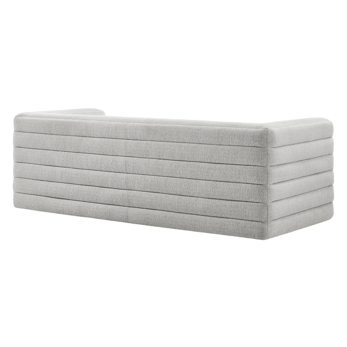Relle Newsprint Channel Tufted Boucle Upholstered Sofa - Ornate Home