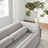 Relle Newsprint Channel Tufted Boucle Upholstered Sofa - Ornate Home