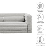 Relle Newsprint Channel Tufted Boucle Upholstered Sofa - Ornate Home