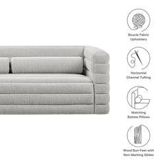 Relle Newsprint Channel Tufted Boucle Upholstered Sofa - Ornate Home