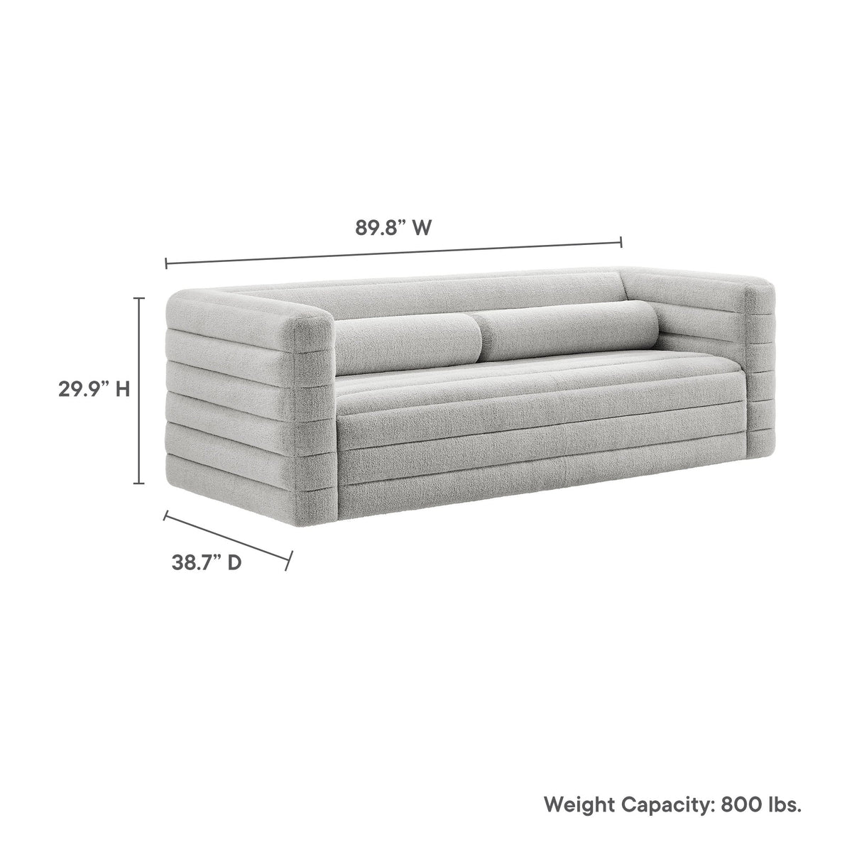 Relle Newsprint Channel Tufted Boucle Upholstered Sofa - Ornate Home