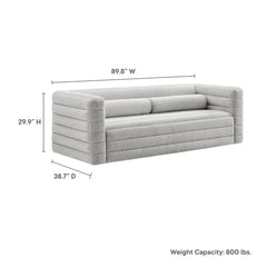 Relle Newsprint Channel Tufted Boucle Upholstered Sofa - Ornate Home