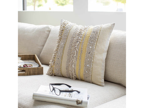 Rembrandt Yellow Textured Striped Accent Pillow - Ornate Home