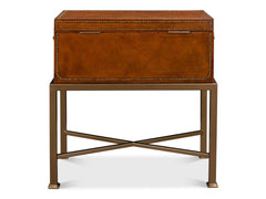 Remington Brown Leather Box On Stand - Ornate Home