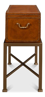 Remington Brown Leather Box On Stand - Ornate Home