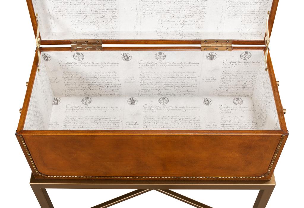 Remington Brown Leather Box On Stand - Ornate Home