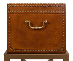 Remington Brown Leather Box On Stand - Ornate Home
