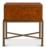 Remington Brown Leather Box On Stand - Ornate Home