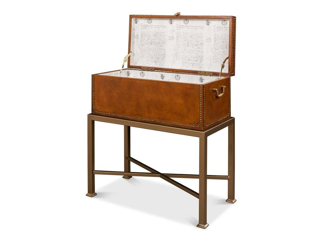 Remington Brown Leather Box On Stand - Ornate Home