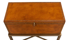 Remington Brown Leather Box On Stand - Ornate Home