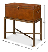 Remington Brown Leather Box On Stand - Ornate Home
