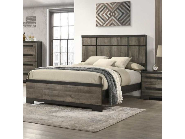 Remington Rustic Gray & Dark Ebony Queen Bed - Ornate Home