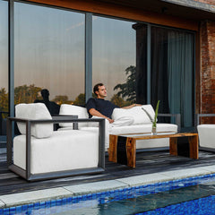 Remsen Black/Oyster Outdoor Lounge Chair - Ornate Home