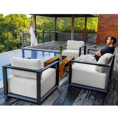 Remsen Black/Oyster Outdoor Lounge Chair - Ornate Home
