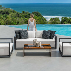 Remsen Black/Oyster Outdoor Sofa - Ornate Home