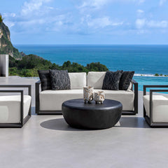 Remsen Black/Oyster Outdoor Sofa - Ornate Home