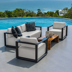 Remsen Black/Oyster Outdoor Sofa - Ornate Home