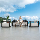 Remsen Black/Oyster Outdoor Sofa - Ornate Home