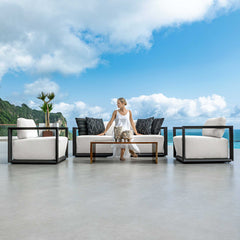 Remsen Black/Oyster Outdoor Sofa - Ornate Home