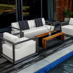 Remsen Black/Oyster Outdoor Sofa - Ornate Home