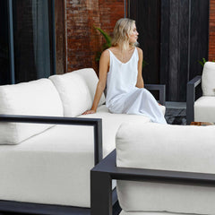 Remsen Black/Oyster Outdoor Sofa - Ornate Home