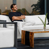 Remsen Black/Oyster Outdoor Sofa - Ornate Home
