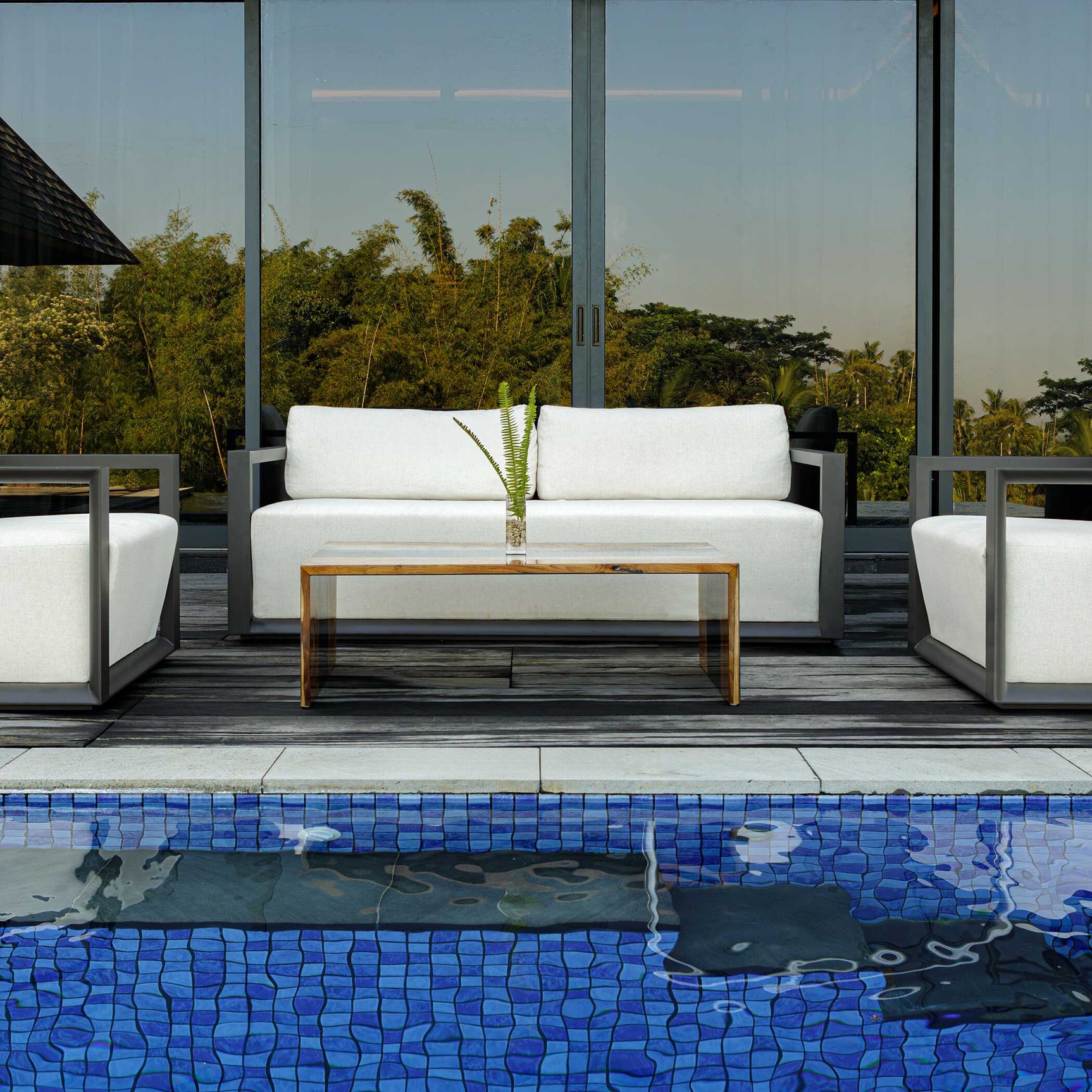 Remsen Black/Oyster Outdoor Sofa - Ornate Home