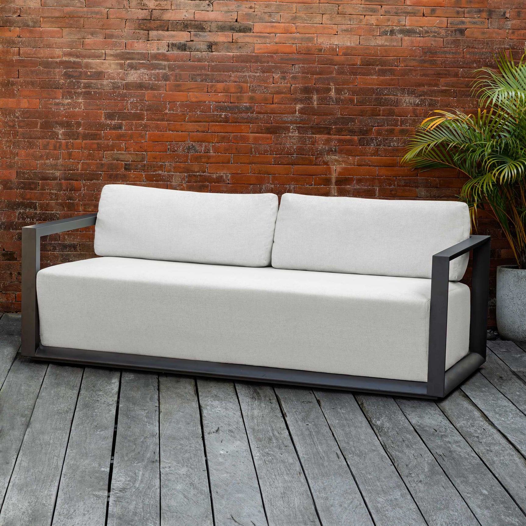 Remsen Black/Oyster Outdoor Sofa - Ornate Home