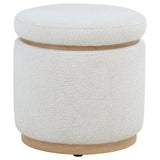 Remuda Ivory Boucle Upholstered Round Storage Ottoman - Ornate Home
