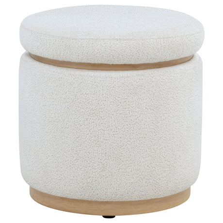 Remuda Ivory Boucle Upholstered Round Storage Ottoman - Ornate Home