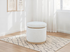 Remuda Ivory Boucle Upholstered Round Storage Ottoman - Ornate Home