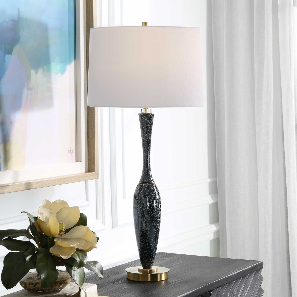 Remy Blue/Brass/White Polished Table Lamp - Ornate Home