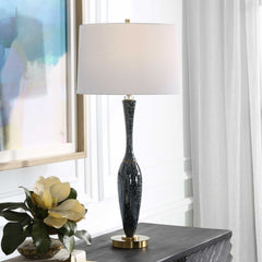 Remy Blue/Brass/White Polished Table Lamp - Ornate Home
