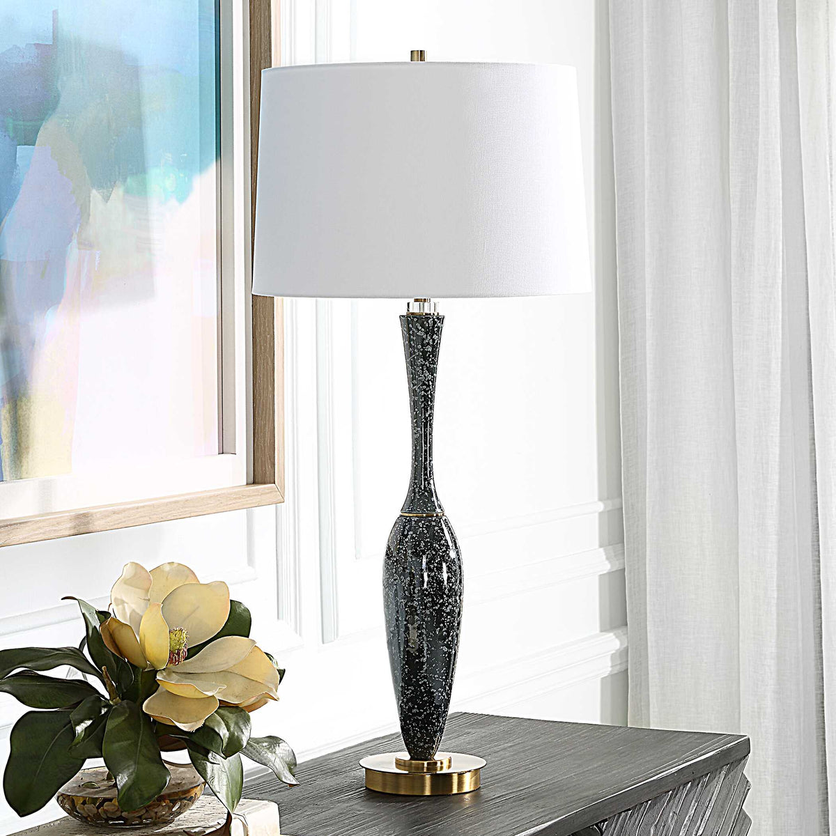 Remy Blue/Brass/White Polished Table Lamp - Ornate Home