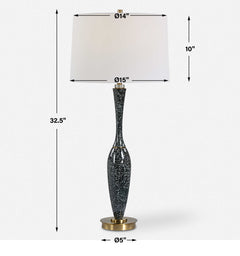 Remy Blue/Brass/White Polished Table Lamp - Ornate Home