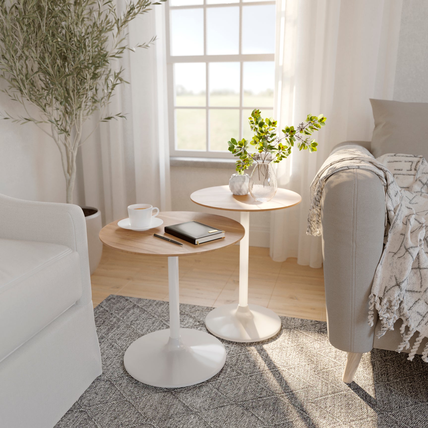 Remy White/Brown Nesting Table (Set of 2) - Ornate Home