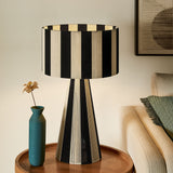 Renae Black Handwoven Cotton Thread Striped Table Lamp - Ornate Home