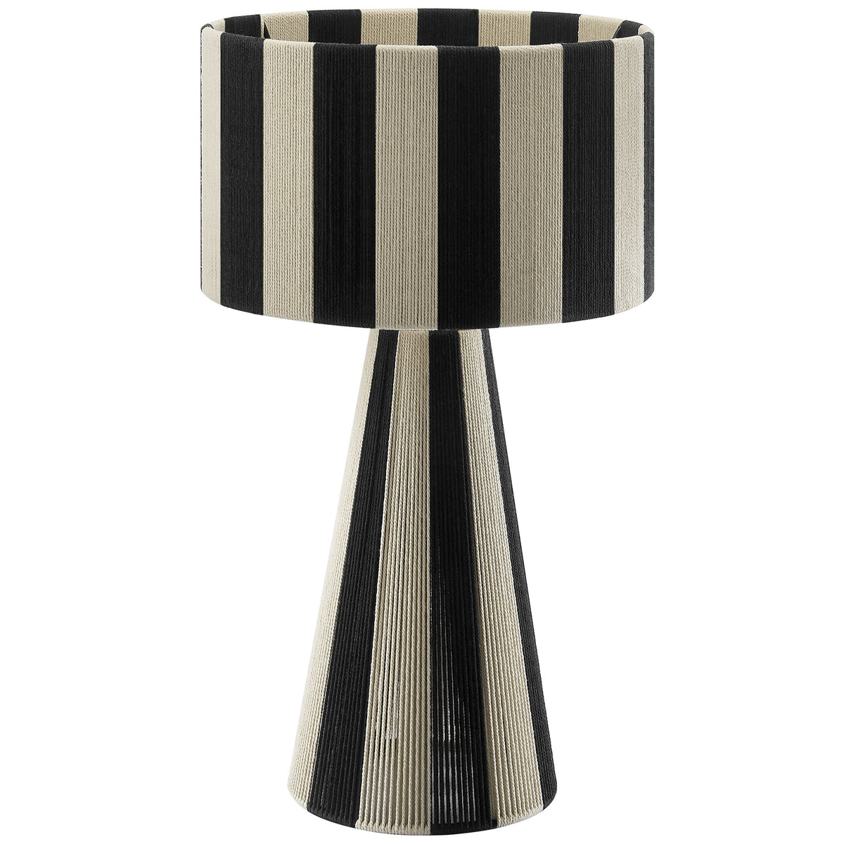 Renae Black Handwoven Cotton Thread Striped Table Lamp - Ornate Home