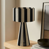 Renae Black Handwoven Cotton Thread Striped Table Lamp - Ornate Home