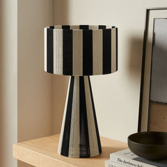 Renae Black Handwoven Cotton Thread Striped Table Lamp - Ornate Home