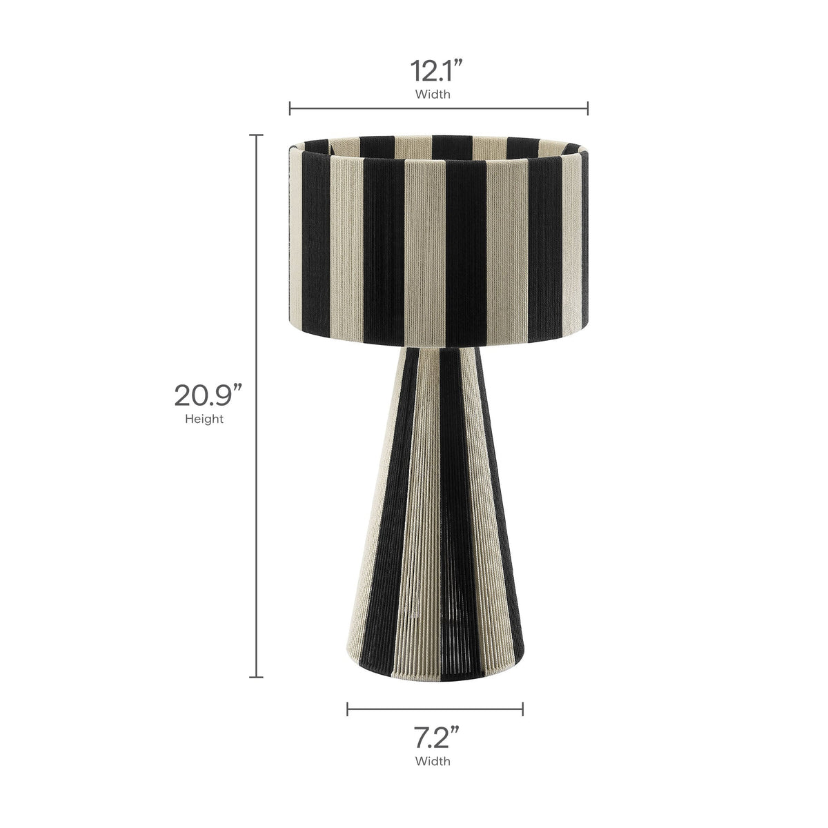Renae Black Handwoven Cotton Thread Striped Table Lamp - Ornate Home
