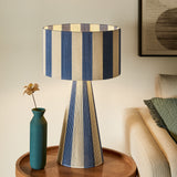 Renae Capri Blue Handwoven Cotton Thread Striped Table Lamp - Ornate Home