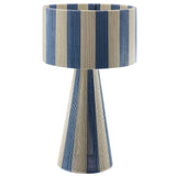 Renae Capri Blue Handwoven Cotton Thread Striped Table Lamp - Ornate Home