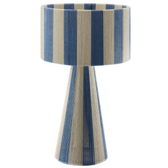 Renae Capri Blue Handwoven Cotton Thread Striped Table Lamp - Ornate Home