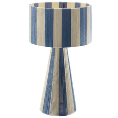 Renae Capri Blue Handwoven Cotton Thread Striped Table Lamp - Ornate Home