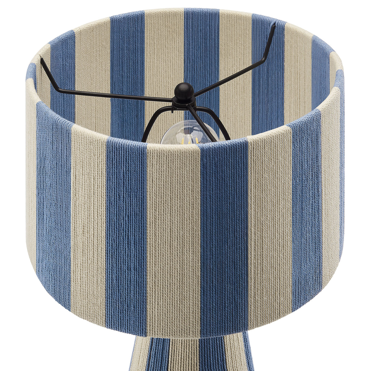 Renae Capri Blue Handwoven Cotton Thread Striped Table Lamp - Ornate Home