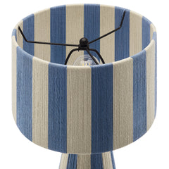 Renae Capri Blue Handwoven Cotton Thread Striped Table Lamp - Ornate Home