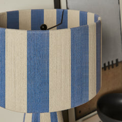 Renae Capri Blue Handwoven Cotton Thread Striped Table Lamp - Ornate Home